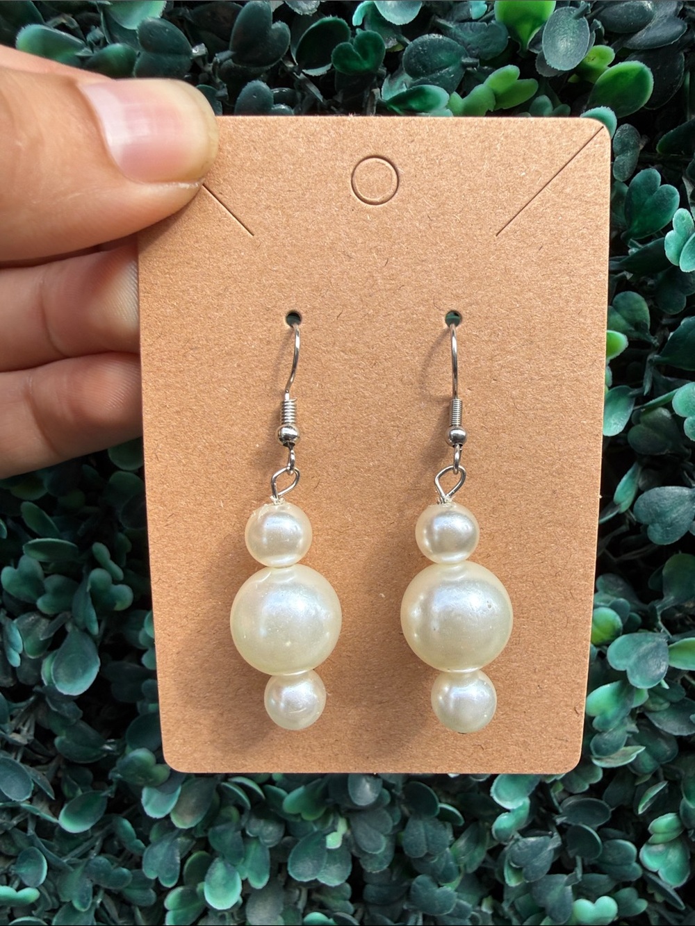 Hand Crafted Cream Faux Pearl Drop Dangle Earrings